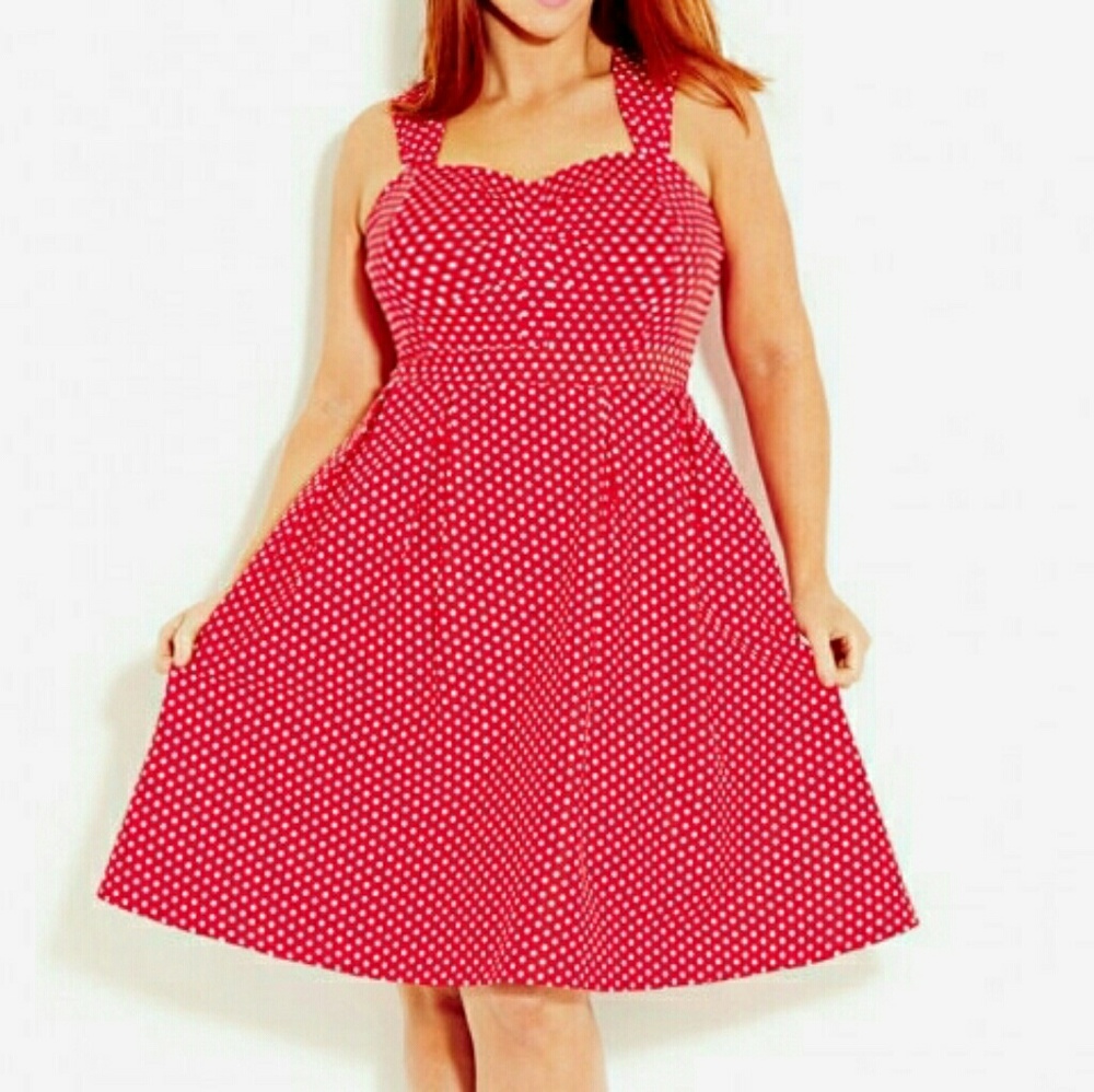 NWT City Chic 50's Retro Red Spotty Fun Dress